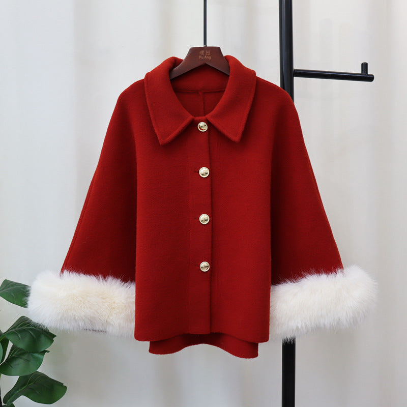 Cape-manteau châle classique tricoté pour femme pour l'automne et l'hiver
