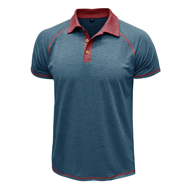 Men's Short-Sleeve Lapel Polo T-Shirt Polyester Fiber