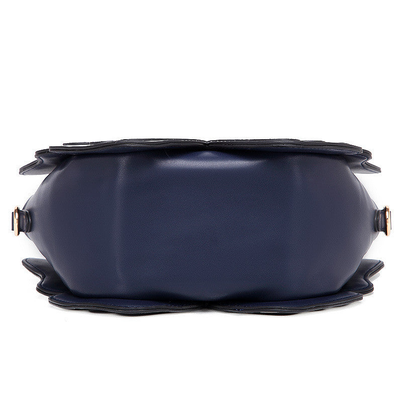 Sac en cuir PU gaufré bleu-vert vintage 13x11x21cm