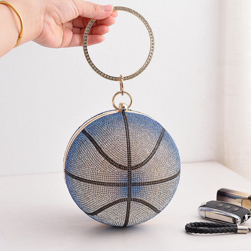 Colorful Round Basketball Dinner Bag Full Diamond 14cm Diameter