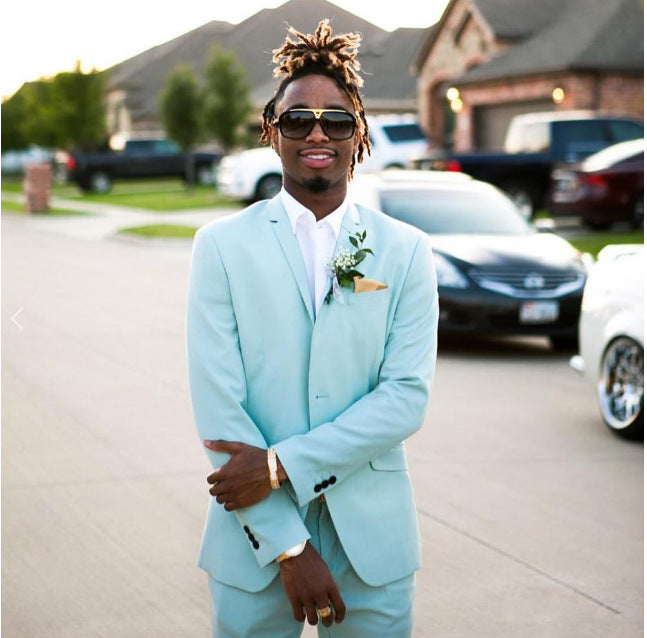 Slim Fit Two-Piece Formal Suit in Solid Colors