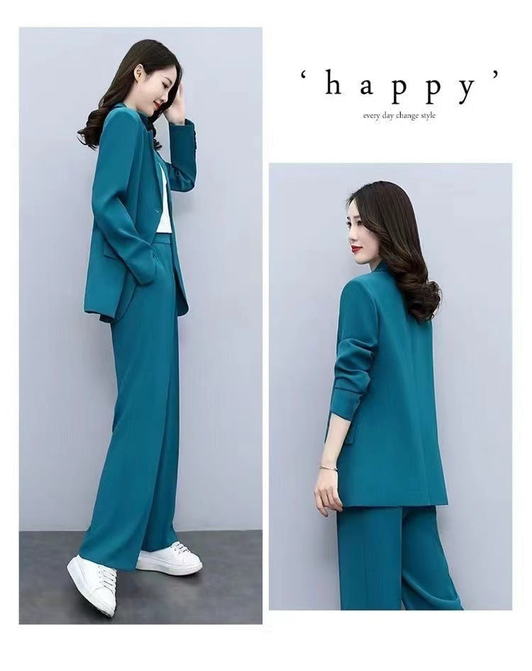 Tailleur pantalon deux pièces pour femme à jambes larges