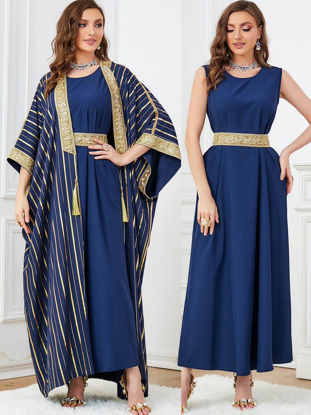 Robe longue deux-pièces bronzante, ensemble décontracté et assorti