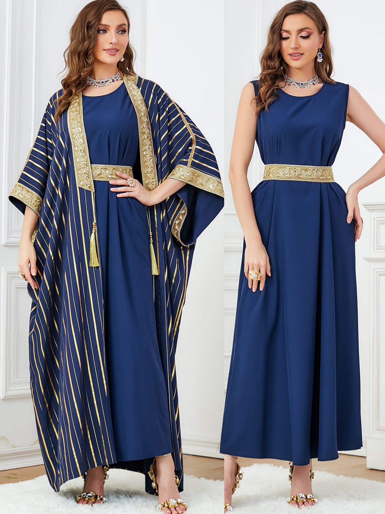 Robe longue deux-pièces bronzante, ensemble décontracté et assorti