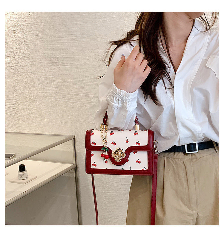 Cherry Twist Small Square Portable Bag - PU, 20cm