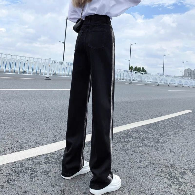 Black Gradient Straight Jeans for Women