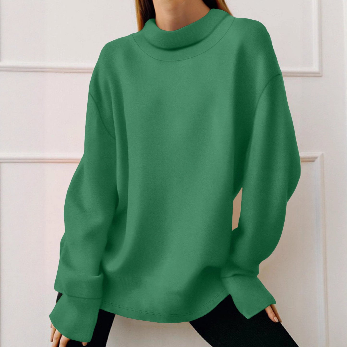 Fashion Simple Solid Color Long Sleeve Sweatshirt Versatile