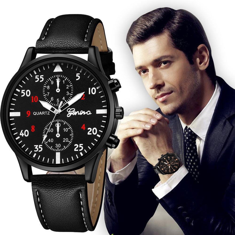 Men's Casual Quartz Watch Gift with 42mm Dial and PU Strap