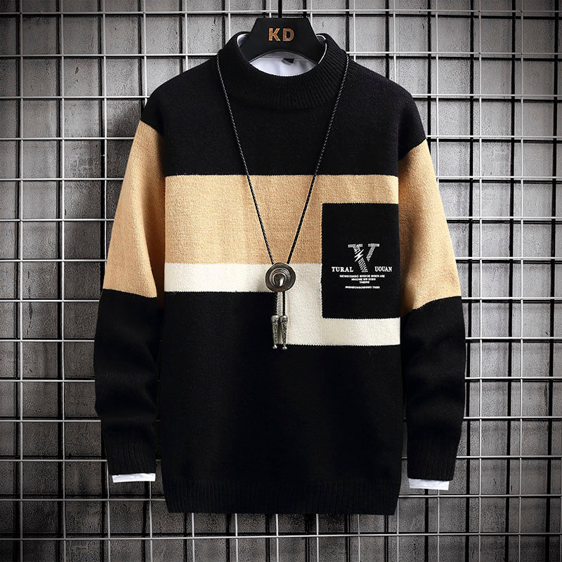 Men's Thickened Mink Velvet Loose Knit Sweater Mid-Neck Pullover