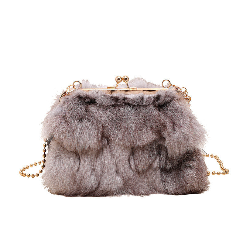 Imitation Fox Fur Women's Shoulder Bag