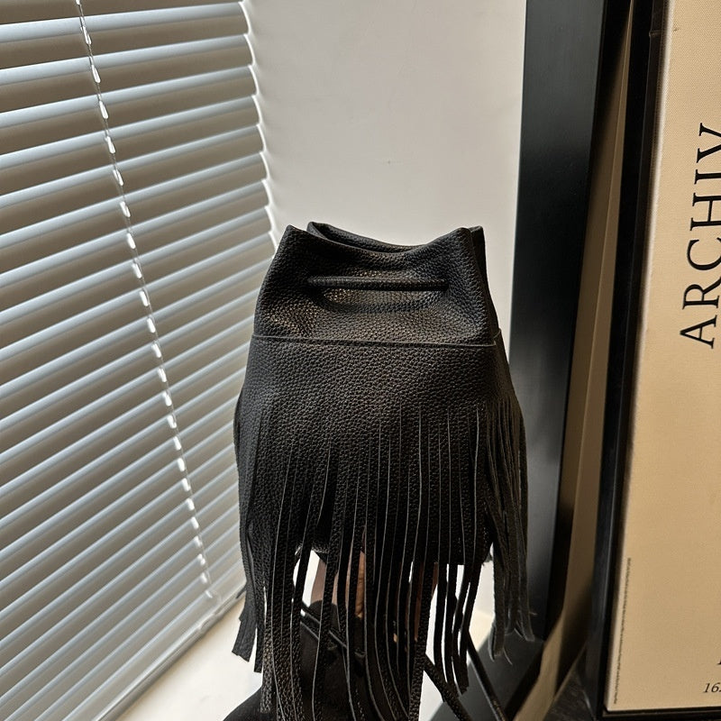 Soft PU Leather Women's Tassel Small Satchel Bag