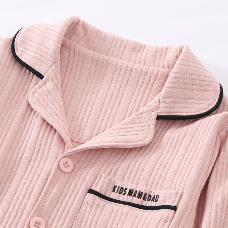 Children's Parent-child Homewear Suit Lapel Cotton