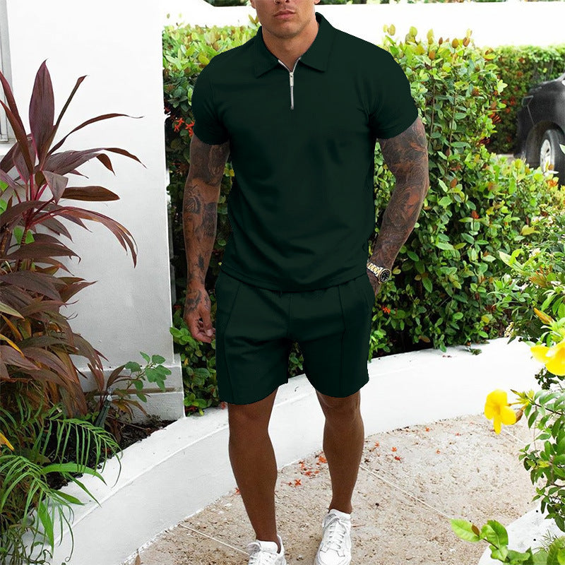 Men's Casual Two-Piece Short Sleeve Shirt & Shorts Set