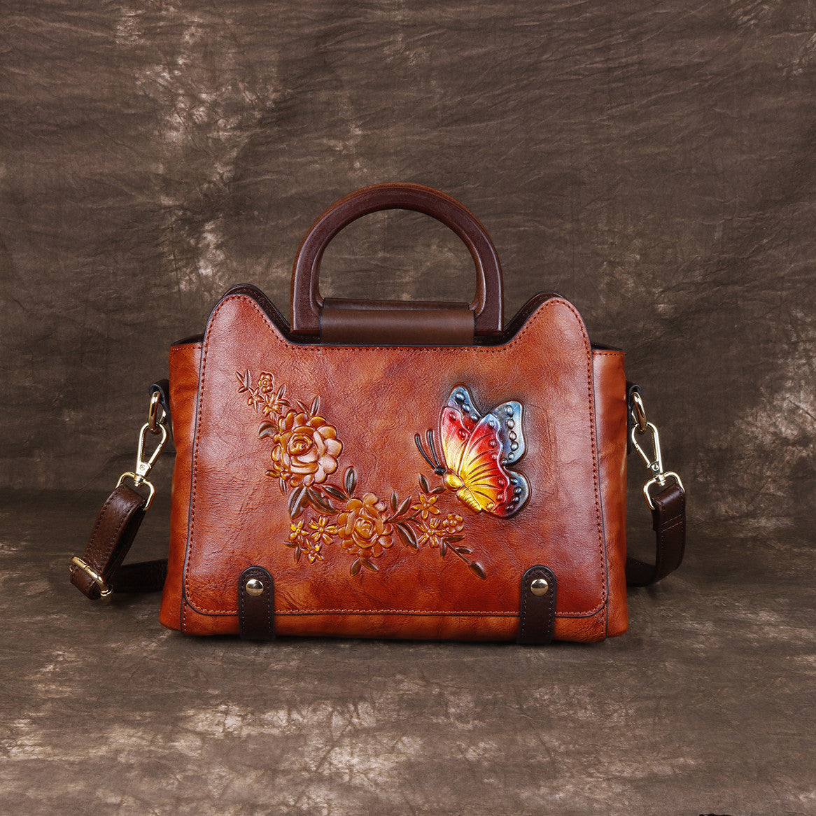 Leather Embossed Single Shoulder Crossbody Handbag