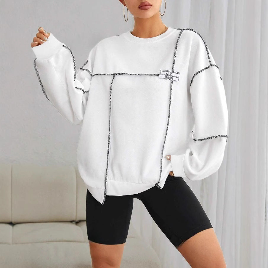 Loose Casual Round Neck Lantern Sleeve Women's Sweater