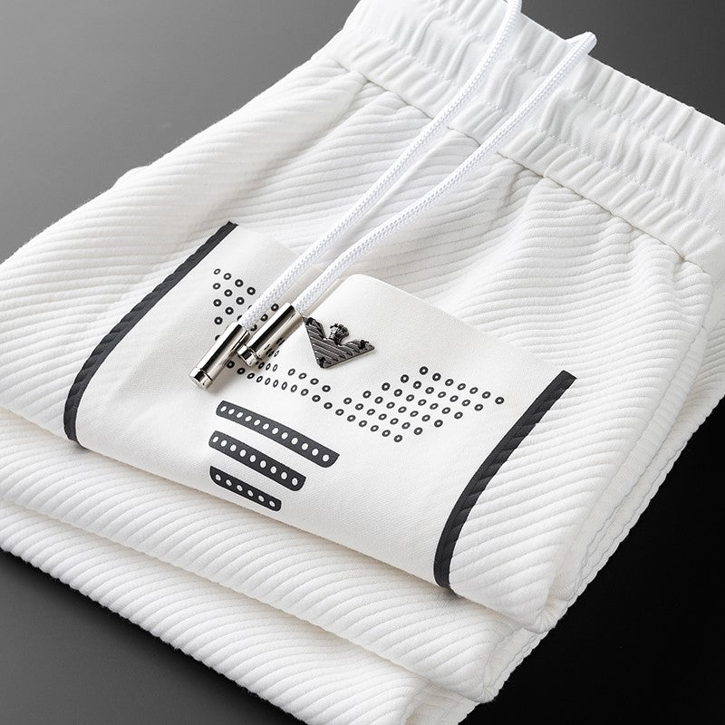 Twill Stretch White Sweatpants for Men