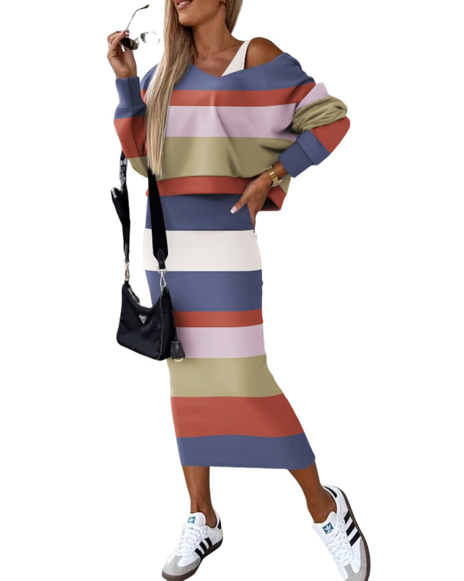 Fashionable Batwing Sleeve Long Skirt Sheath Suit