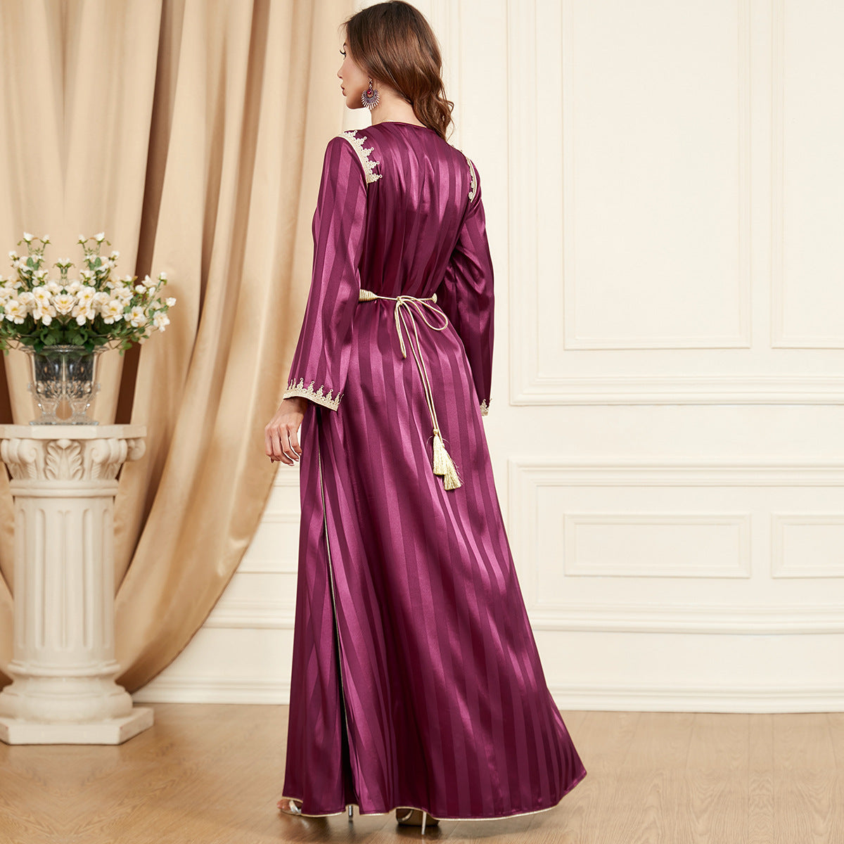 Satin Two-Piece Evening Dress for Arabian Women in Multiple Sizes and Colors