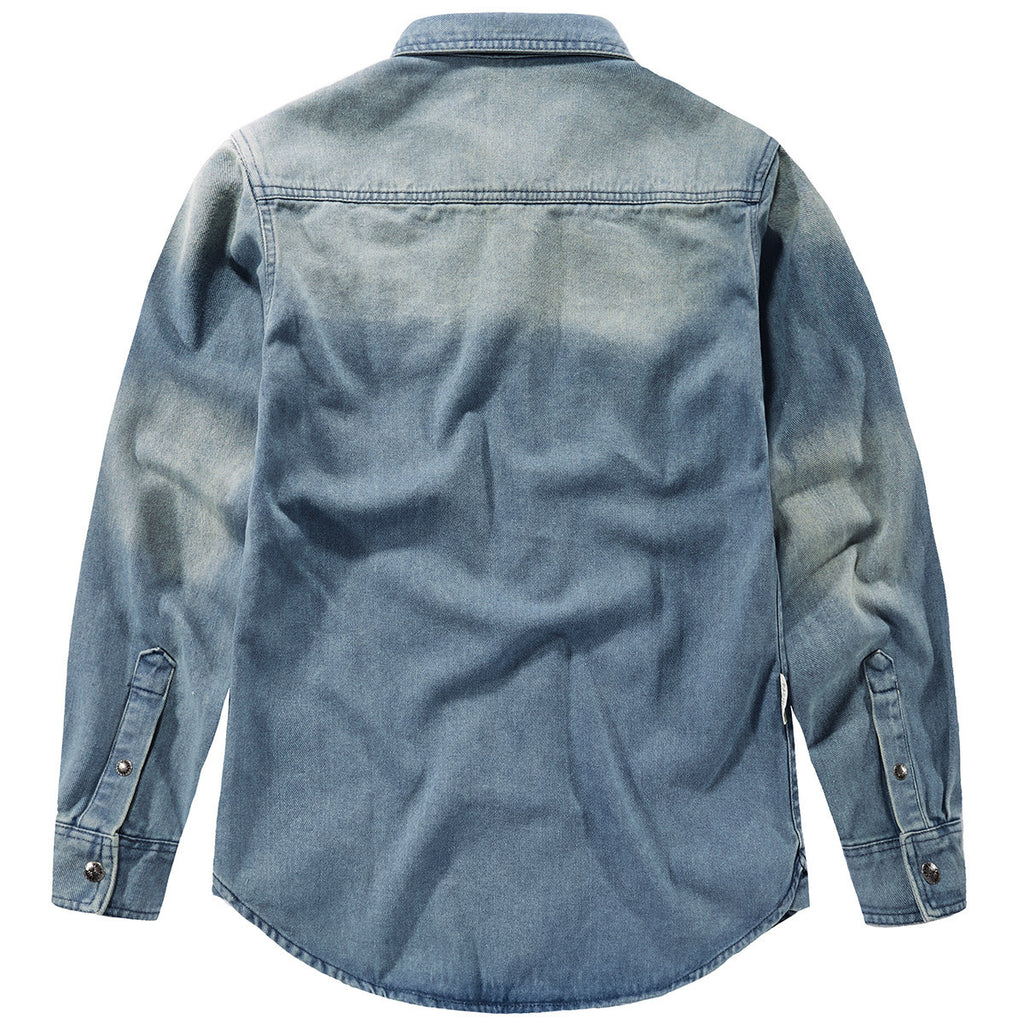 Men's Slim Fit Long Sleeve Cotton Denim Shirt