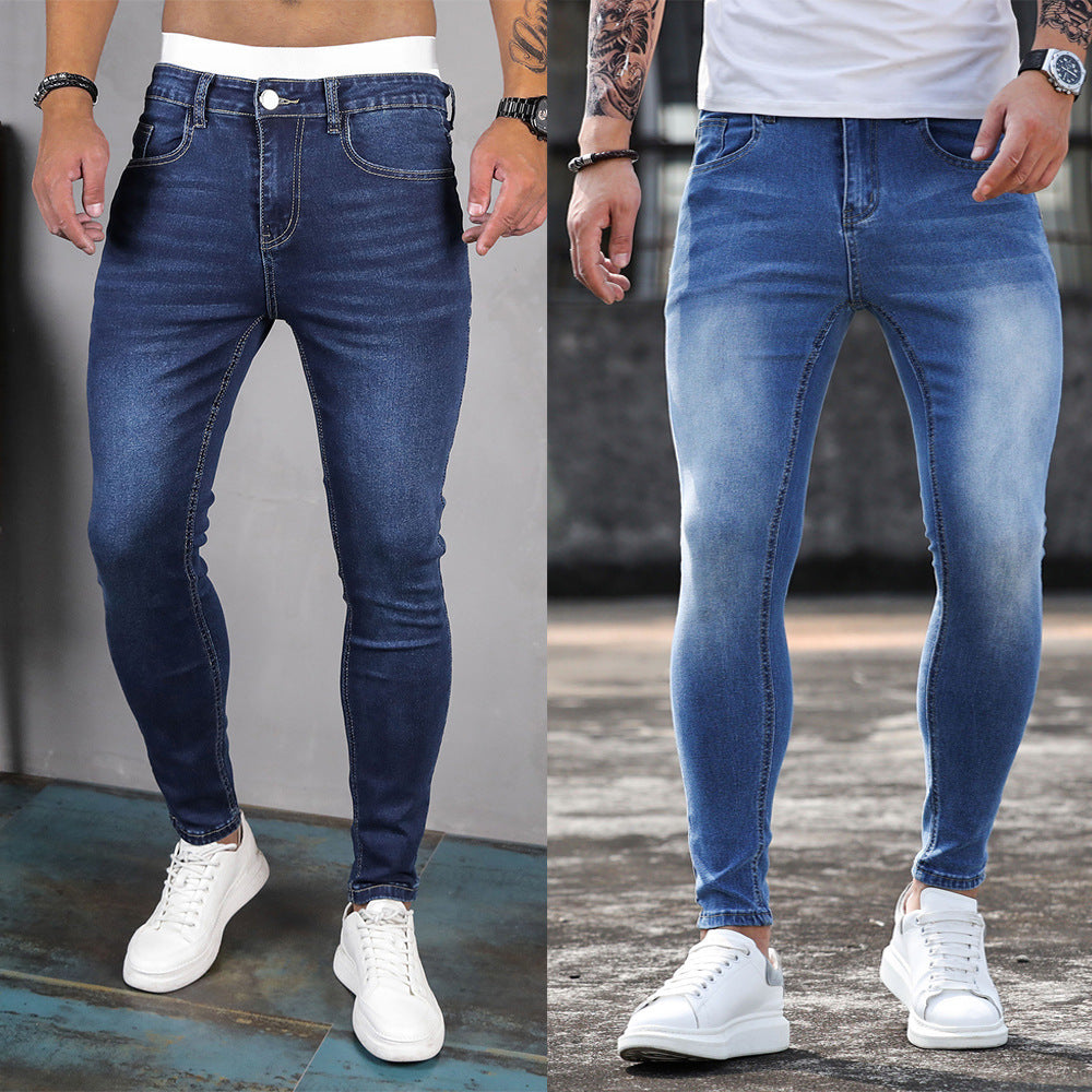 Men's Casual Stretch Skinny Jeans in Dark & Light Blue