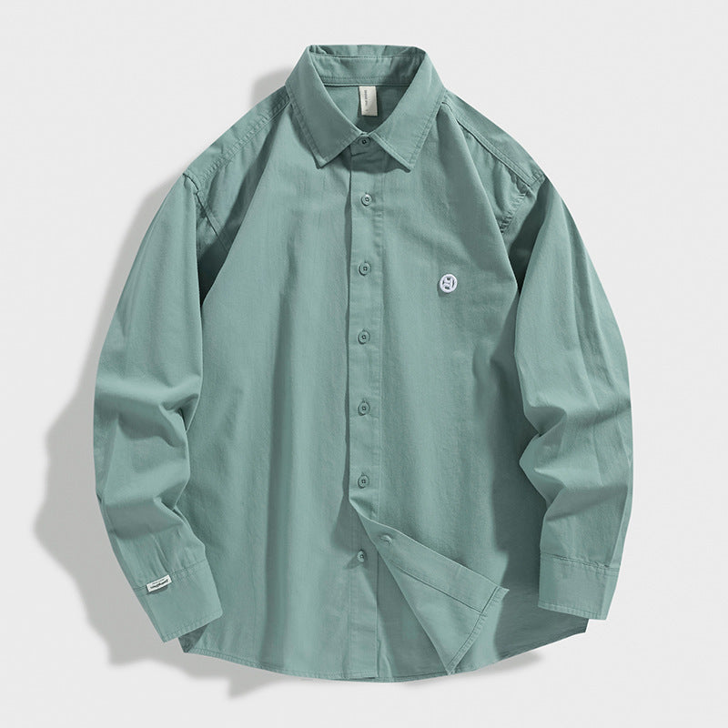 Chemise en coton à manches longues pour homme, style rétro minimaliste, printemps