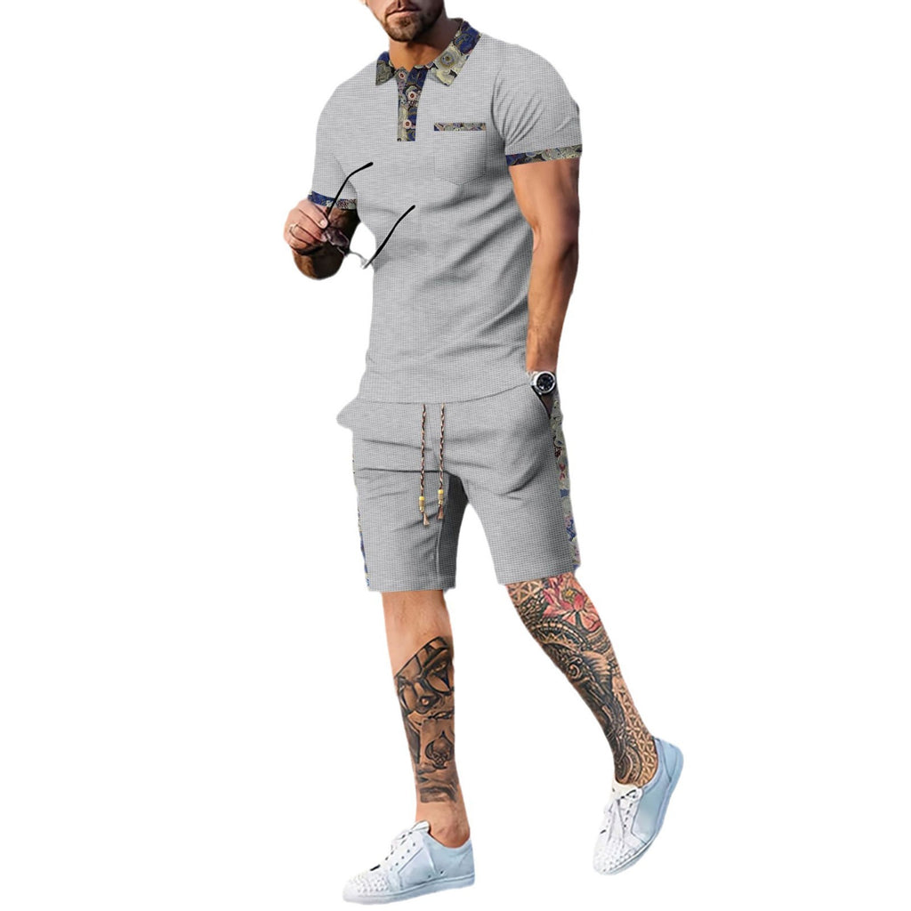 Men's Casual Shorts and Top Set Polyester Fiber