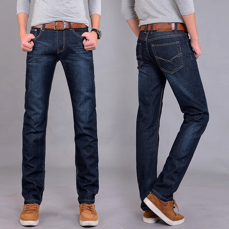 Men's Mid-Waist Straight Slim Denim Jeans