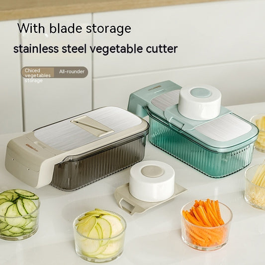 Multi-Function Vegetable Chopper with Stainless Steel Blades and Basket