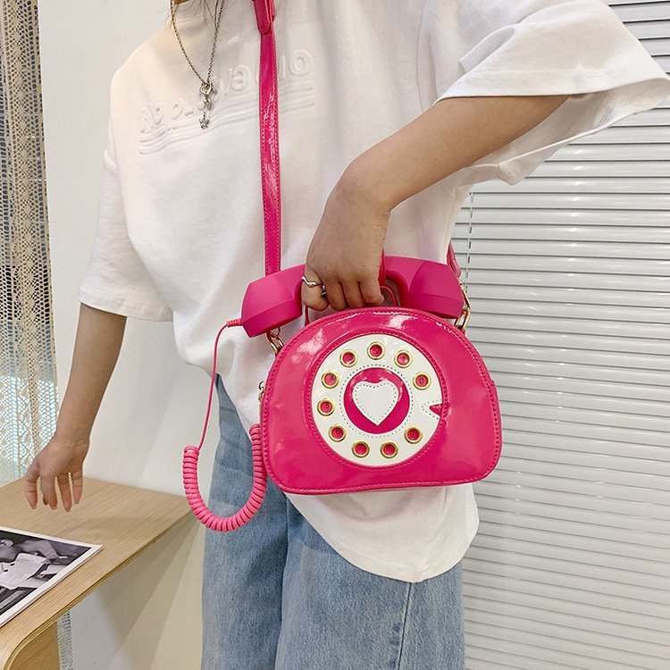 Candy Color PU Round Cross-Border Handbag for Girls Medium 21x16x9cm