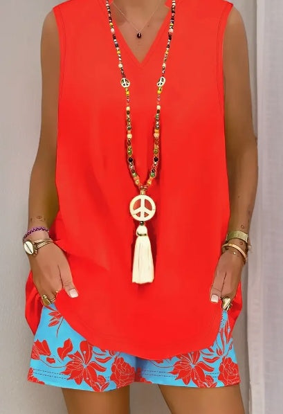 Women's Casual And Comfortable Sleeveless Two-piece Set