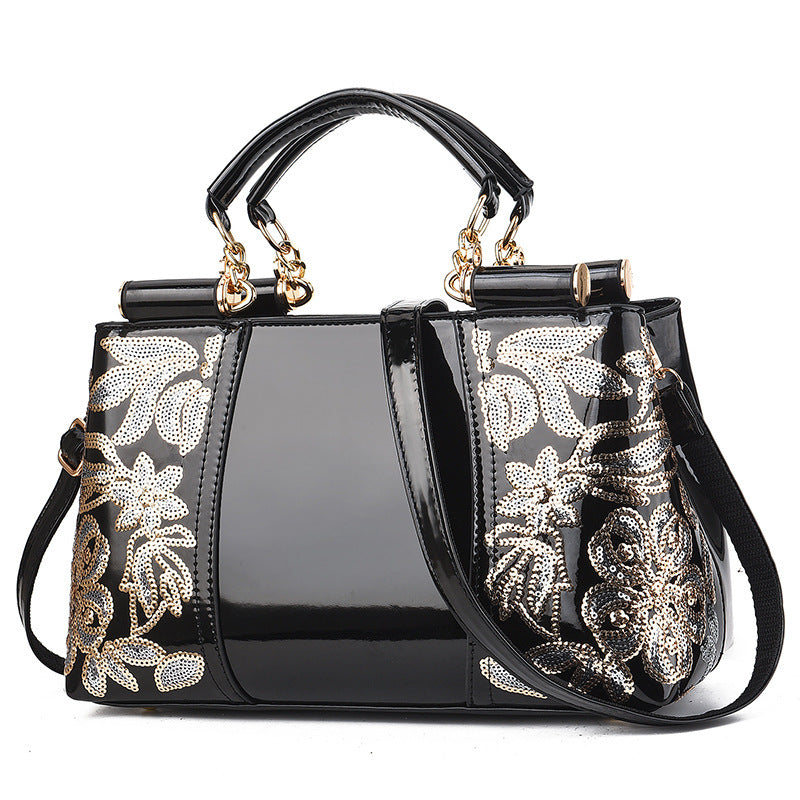 Élégant Grand Sac à Main Rétro à Paillettes Brodé