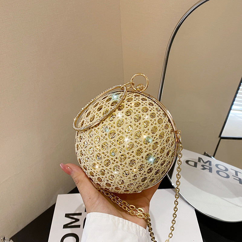 Women's Small Round Crossbody Bag with Chain Strap
