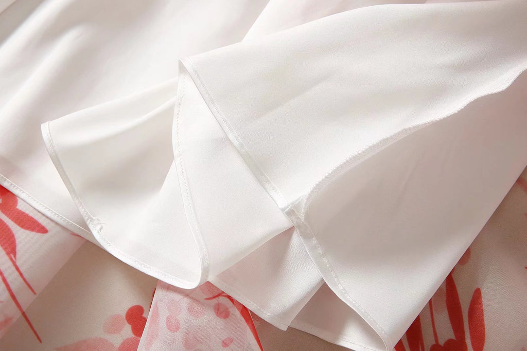 Robe trapèze élégante en fibre de polyester avec col Claudine et imprimé