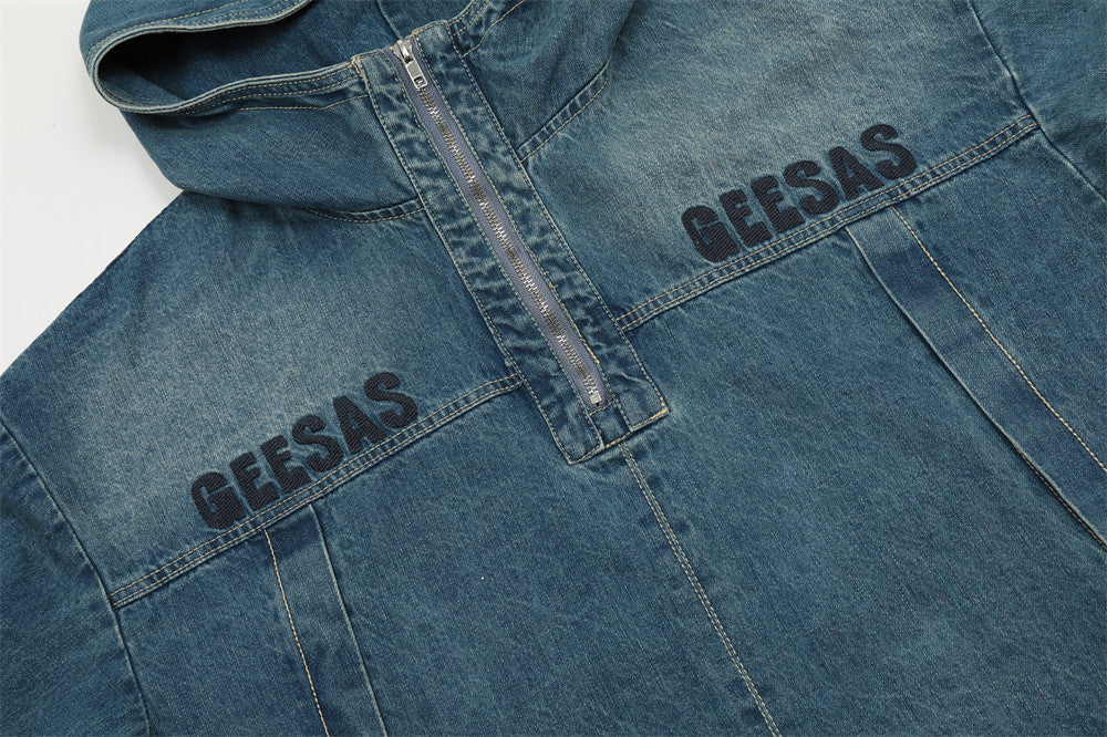 Men's Turtleneck Denim Hoodie - European & American Style