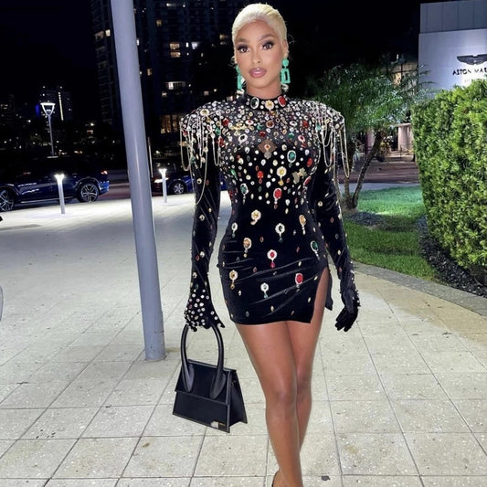 Thin Tight-fitting Buttocks Bright Diamond Skirt Stage