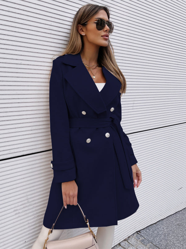 Women’s Autumn Winter Woolen Overcoat Polyester Coat