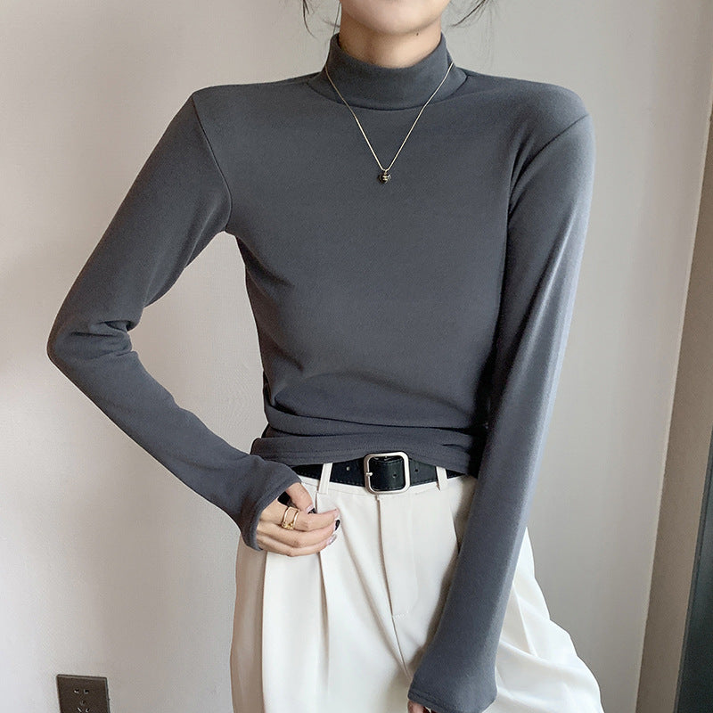 Women’s Half Turtleneck Double-Sided Dralon Bottoming Shirt for Spring & Autumn