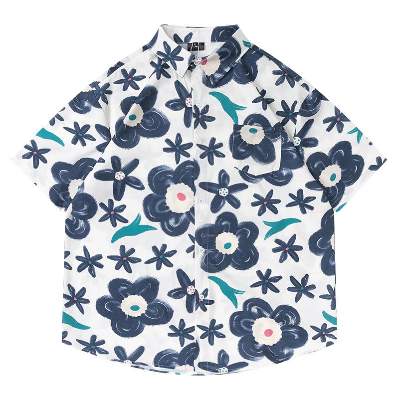 Women's Retro Girly Printed Short-Sleeve Shirt Polyester S-XXXL