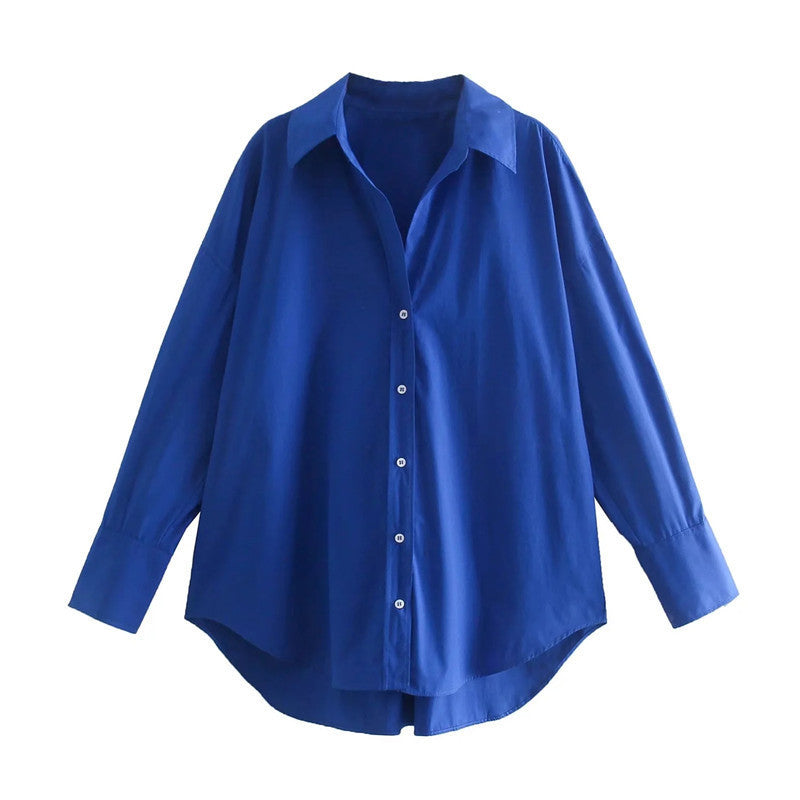 Chemise Popeline Multi-Couleur Décontractée Urbaine Manches Longues Fibre de Polyester