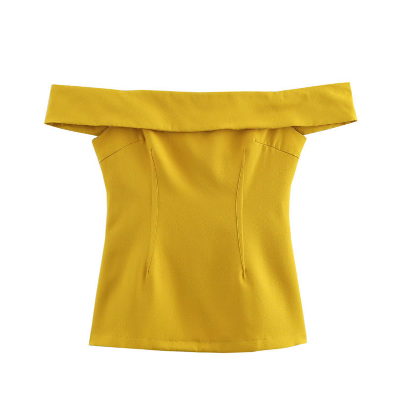 European American Women's Fashion Off Shoulder Side Slit Top with Bell-Bottom Pants