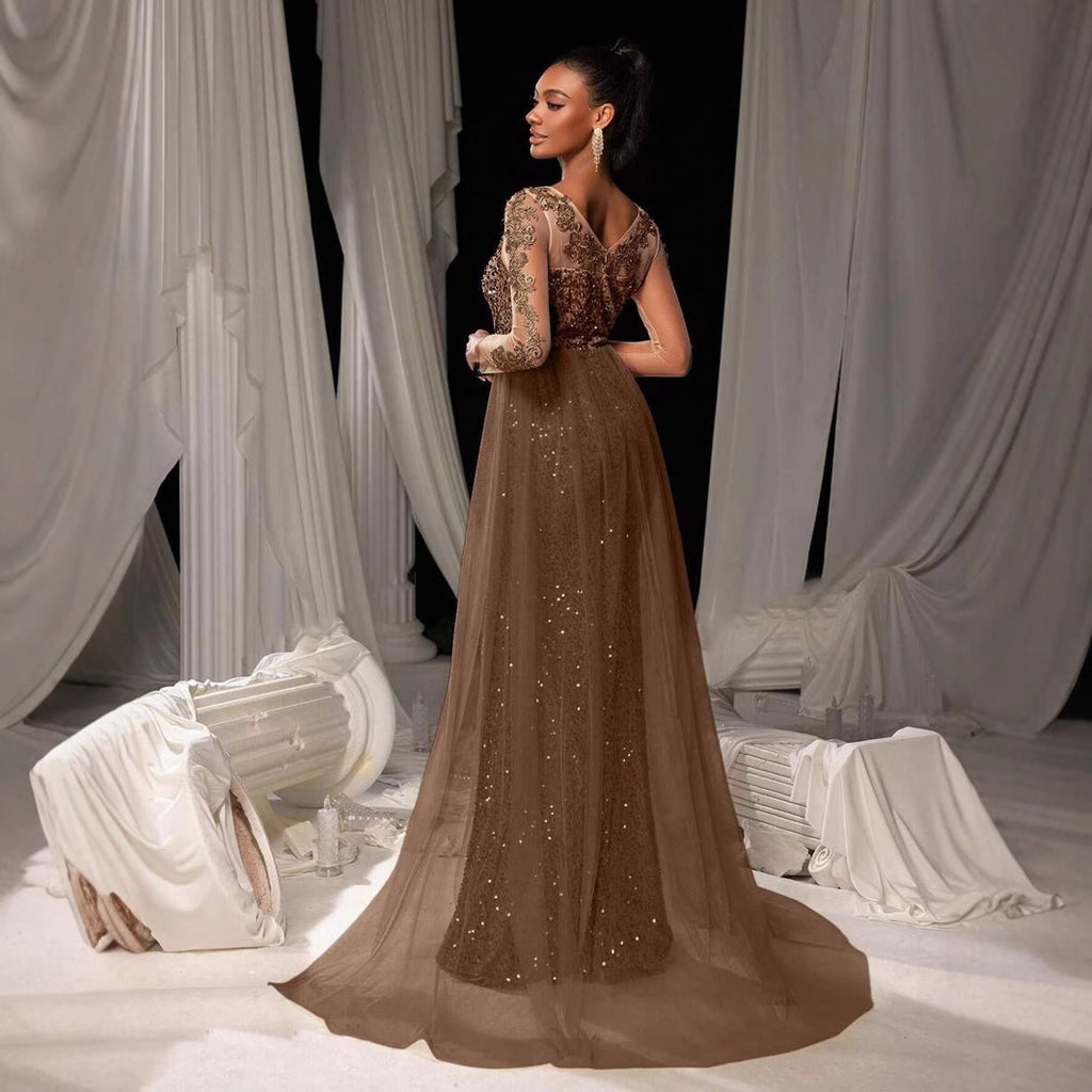 Women's Lace Long Sleeve Dance Party Evening Dress