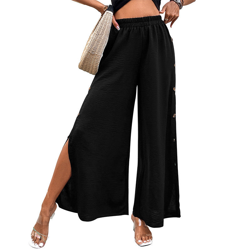 High Waist Black Wide Leg Pants for Women