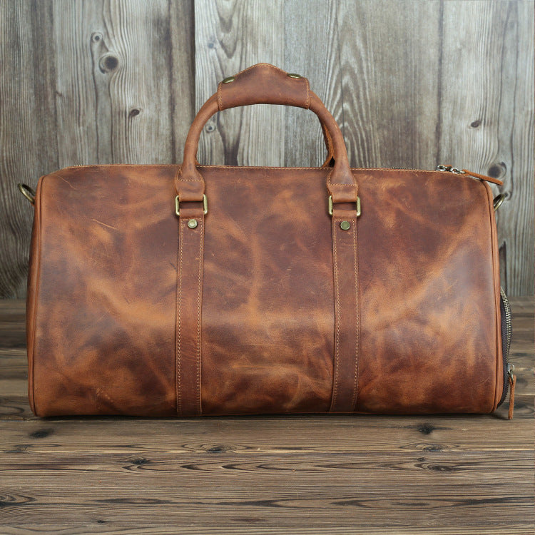 Sac de Voyage Homme Vintage en Cuir Crazy Horse Grande Capacité 50cm