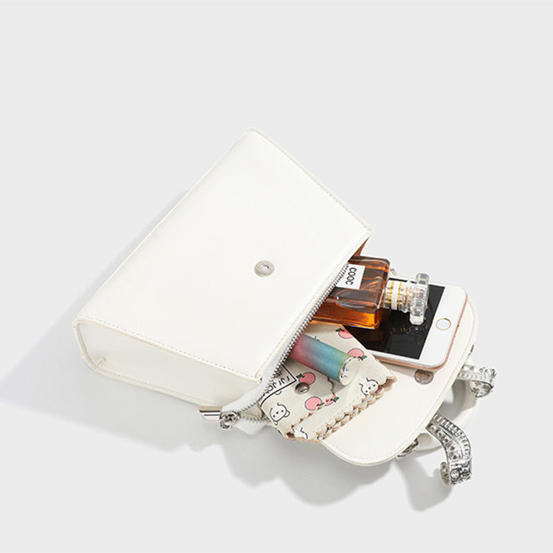 Diamond Bow Small Square Portable Bag with Diamond Inlay