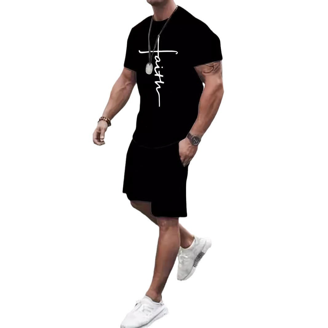 Casual Sports Short Sleeve 3d Digital Printing Design Two-piece Set