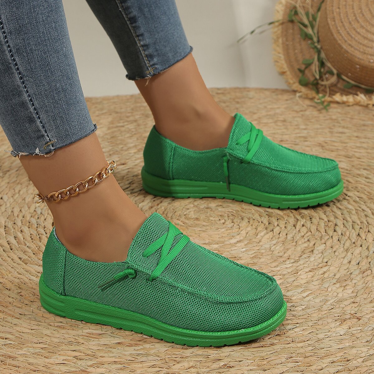 Mocassins plats à lacets décontractés grande taille pour femmes
