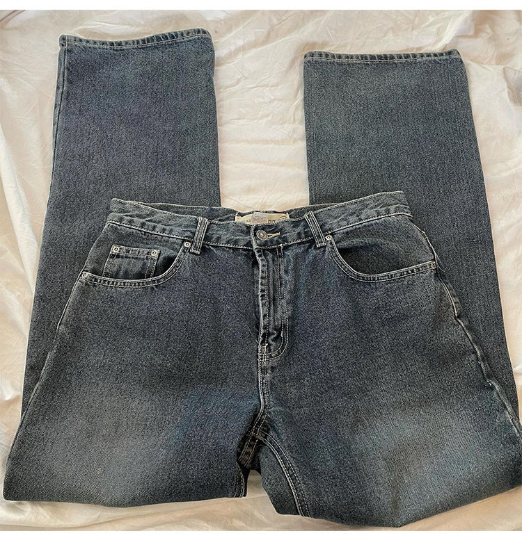 Fashionable Retro Loose Women's Straight-leg Denim Trousers