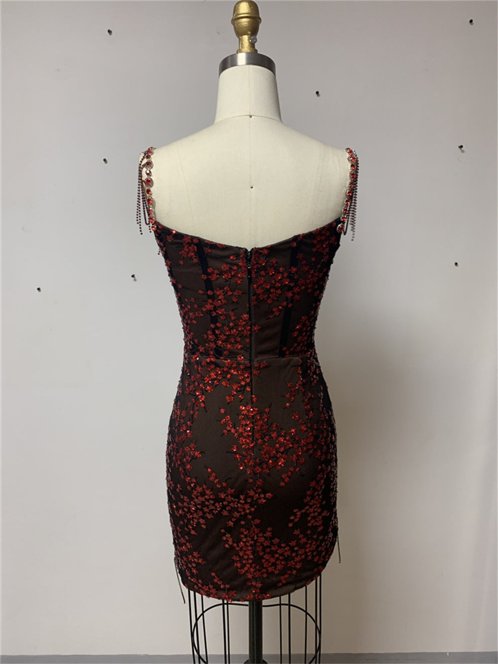 Women's Summer Cotton Sleeveless Diamond-Embellished Mini Dress