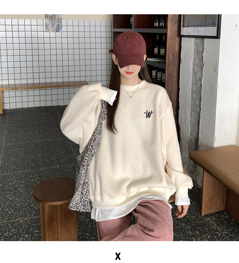 Ladies Winter Loose Cotton Sweatshirt With Text Design