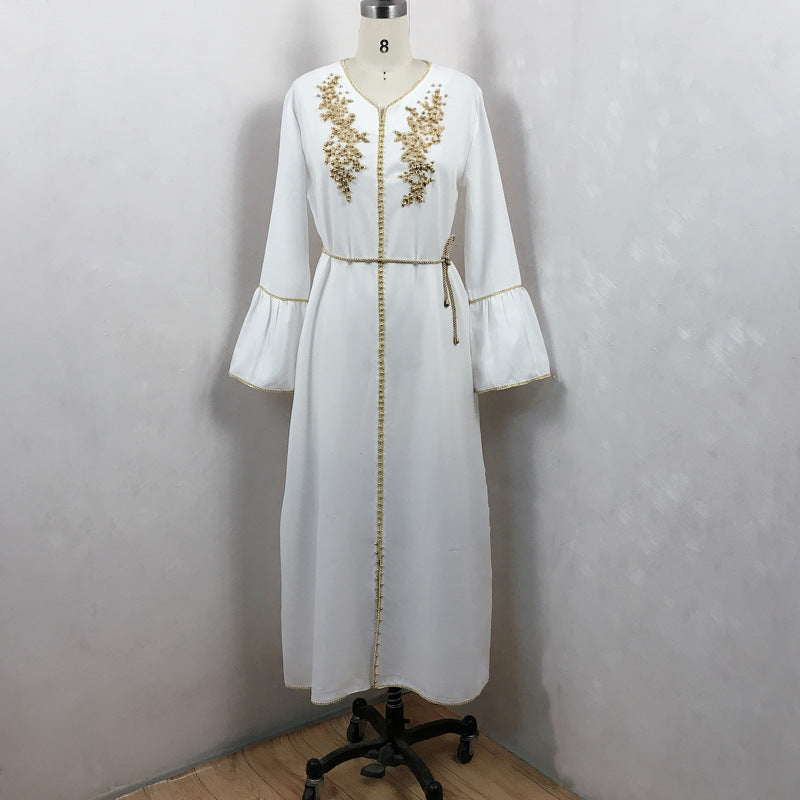 Middle East Women's Pearl Robe Dress in White, Red, Black, Blue - Sizes S-XXL